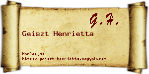 Geiszt Henrietta névjegykártya
